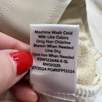 Evereve  S Small Kimberly Faux Leather Crew Neck Sweatshirt Cream Pullover Preppy Photo 6