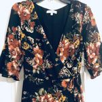 June and Hudson Wrap Dress Floral Mini Black Orange Brown Size M New w/Tag Photo 3