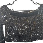 Eliza J  Black Sequin One Piece Zipper Back Pants Jumpsuit W/ Pockets Women Sz 4 Photo 3