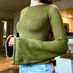 Green Flare Sleeve Knit Sweater Size XS Photo 1