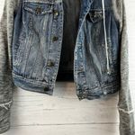 Free People  Blue Denim and Gray Hoodie Jacket Size XS Photo 4