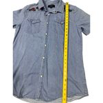 PacSun Denim Western Shirt Medium Embroidered Roses Blue Photo 4
