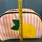 Dabney Lee  Lemon Pink Stripe Single Zip Cosmetic Bag PVC 8.5" Travel Pouch Photo 6