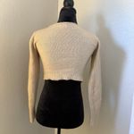 Cream Cottagecore Cutout Sweater Crop Beige Long Sleeve Women's S‎ Asymmetrical Tan Photo 2