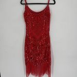 Spirit Halloween Adult Red Sequin Flapper Dress Small Fringe Photo 10