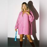 Princess Polly  Evolving Button Down Shirt Mini Dress in Pink Shimmer Size 8 Photo 3