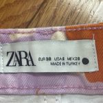 ZARA Shorts Womens US 6 Purple Orange Poppy Floral 90s High Rise Raw Hem Photo 10