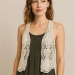 Swoon Cream Crochet Lace Vest 100% Cotton, Boho Festival Layering Piece S/M Size M Photo 0