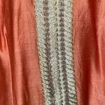 Handmade Coral Pink Gold Embellished Long Sleeve Dress w/ Wrap Scarf Size 6 Photo 2