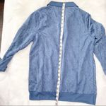 Comfort Colors Vtg Paisley Blue Pullover Top Textured Comfort Corner Long Sleeve Spread Collar Photo 4