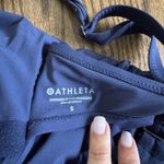 Athleta  Womens Navy Blue Ruched Square Neck One Piece Swim Suit Size Small Photo 7