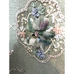 Vintage 90s Short Sleeve Sweater Womens Size M Floral Applique Buttons Embroider Green Size M Photo 5