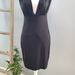 EXPRESS  Black Sleeveless Plunge V-neckline Bodycon Mini Dress Size M Photo 4