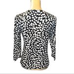 Rafaella  black and white print partial zip front cotton 3/4 sleeved top Photo 3