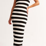 Abercrombie & Fitch Strapless Midi Sweater Dress Black/White Stripes Medium NWT Photo 0