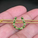 Vintage The Finishing Touch of Kentucky Green Rhinestones Horseshoe Brooch Photo 4