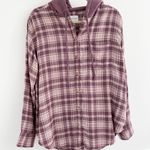 American Eagle Purple Plaid Hooded Flannel Shirt Jacket Photo 1
