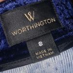 Worthington Novelty Pleated Blue Velvet Skirt Size 8 Medium Short A Line Photo 3