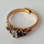 Vintage Sarah Coventry Elegant Gold Red Burgundy Gemstone Adjustable Ring Photo 2