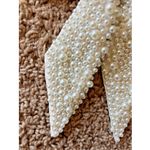 Ivory/Cream Allover Pearl Beaded Preppy Bridal Hair Bow Ribbon Clip Coquette Photo 4