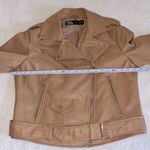 ZARA  Faux Leather‎ Moto Jacket Camel Brown Size L Photo 4