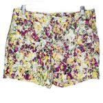 Level 99 Shorts Womens 6 29" Yellow Pink Floral Flower Bloom Chino Casual Preppy Size 26 Photo 1