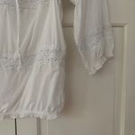 Old Navy  Peasant 100% Cotton White Ruffled Tie Front Blouse‎ Crochet Size Large Photo 3
