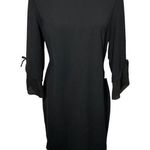 Chelsea28 Size M Black Mini Sheath Dress Bateau Neck 3/4 Accent Sleeves New Photo 0