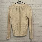Vintage minimalist British Vogue cream pointelle knit sweater small Tan Photo 4