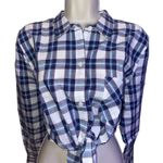 Women's Plus! Untuckit Button Down Bold Navy, Aqua, White Plaid "Sorbo" Size 16 Blue Photo 0