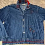 Vintage Collection women Jean Jacket embroided size Large Blue Photo 0