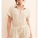Urban Outfitters Noa Cream Terrycloth Button Drawstring Romper Jumpsuit Size XS Photo 3