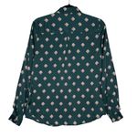 L'Academie  All Over Seashell Print Classic Button Up Blouse Size Small Green Red Photo 8