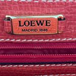 Loewe Red Textured Leather Shoulder Tote Bag Vintage Spain Authentic Luxury Photo 3