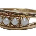 Women’s 10k 10KT Yellow Gold 7 Pearls Band Ring Size 8 Vintage Anniversary Band Photo 2