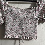 Revamped Pink and White Puff Sleeve Smocked Crop Top Photo 6