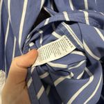 Spanx  Blue Relaxed Fit Poplin Stripe Button Front Top Size Large Photo 6