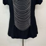 INC International Concepts Silver Chain Short Sleeves Black Tee Black Size undefined Photo 2