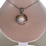 Artisan Sterling Silver 925 Mother of Pearl Blister Pearl Pendant Necklace Photo 3