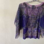 Covington   Sheer Paisley Print 2 PIECE CHIFFON Layered Boho‎ Top L Purple Photo 2