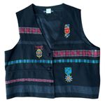 Y2K Eagle's Eye Vest Embroidery Lace black Red tartan Large Photo 0