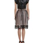 Valentino Garavani Valentino Red Elegant Black Embroidered‎ Tulle Skirt Photo 3