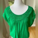 Forever 21 Vintage Y2K Emerald Green Embroidered Blouse Size Small Photo 6