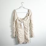 Oh Polly NWT  Calista Nude Ruched Long Sleeve Mini Dress Size 10 Photo 2