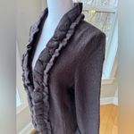 Vintage Susan Bristol Chocolate Brown Ruffle Collar Boiled Wool Sweater Jacket L Size L Photo 1