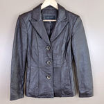 Jones New York Dark Brown Leather Jacket Blazer PS Photo 0