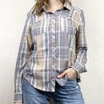 Roxy  Grey & Yellow Plaid Button Up Shirt Photo 0
