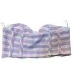 ZARA •  pastel tweed buster corset crop top pink purple white large Photo 2