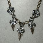 J.Crew  Statement‎ Necklace Gold Tone Clear Rhinestone Faux Pearl Elegant Photo 1