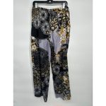 Natori  Silky Satin Pajama Pants Size Large Floral Black Gold Drawstring Lounge Photo 5